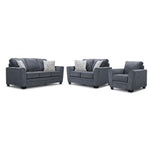 Tilley Sofa, Loveseat and Chair Set - Charcoal