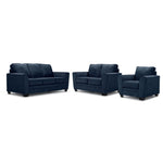 Tilley Sofa, Loveseat and Chair Set - Indigo
