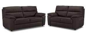 Toscana Leather Sofa and Loveseat Set - Chocolate