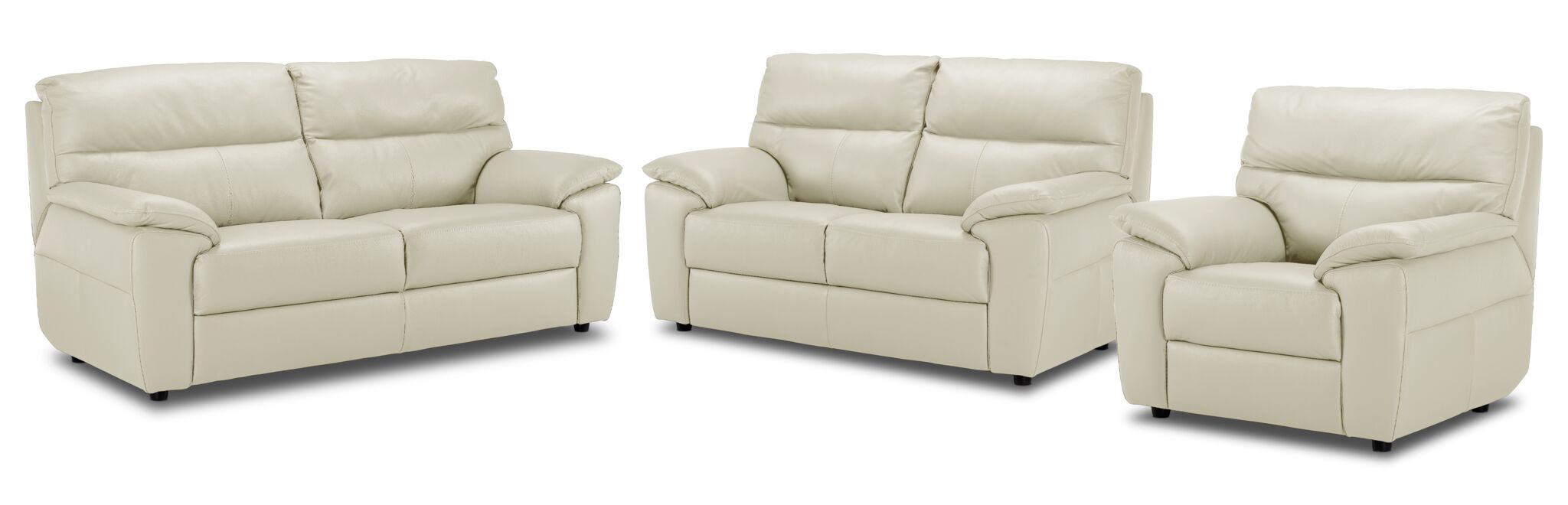 Toscana Leather Sofa, Loveseat and Chair Set - White
