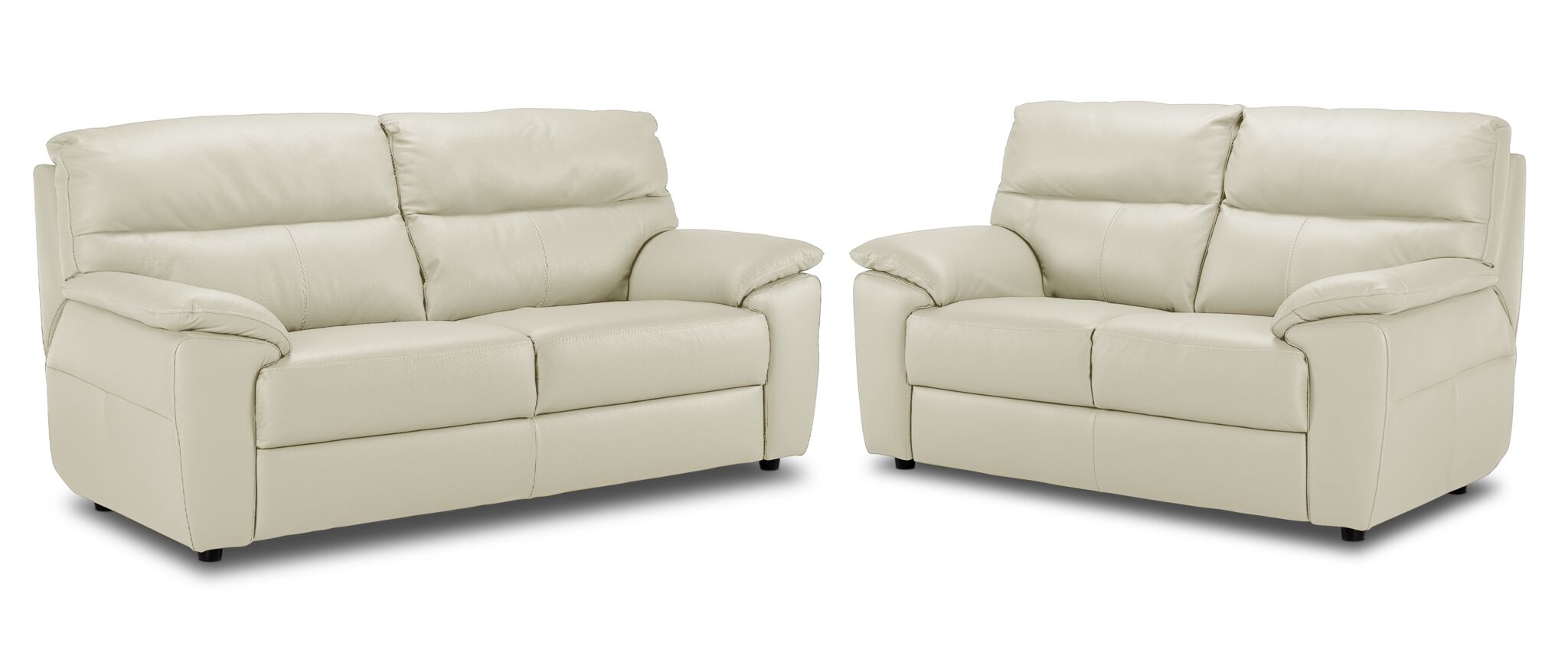 Toscana Leather Sofa and Loveseat Set - White