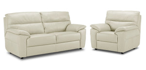 Toscana Leather Sofa and Chair Set - White