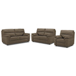 Toscana Leather Sofa, Loveseat and Chair Set - Taupe