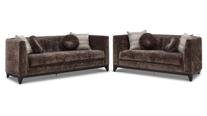 Tresor Sofa and Loveseat Set - Dark Brown