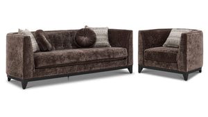 Tresor Sofa and Chair Set - Dark Brown
