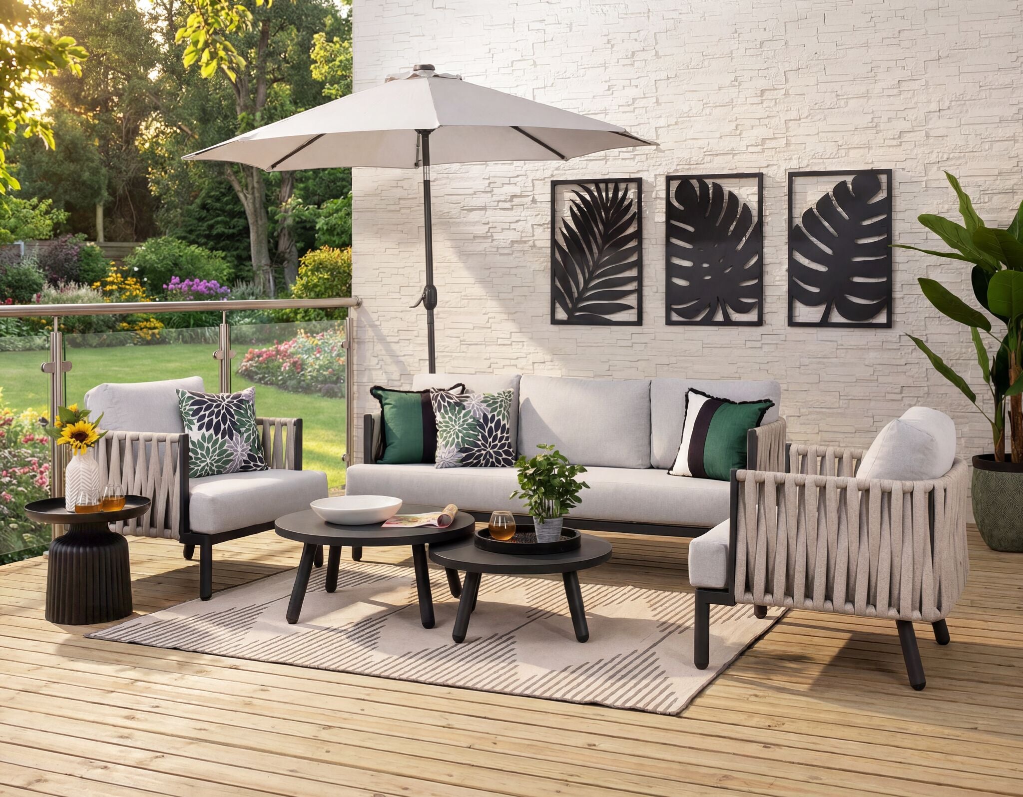In Full Bloom - Urbana 5-Piece Conversation Set - Grey