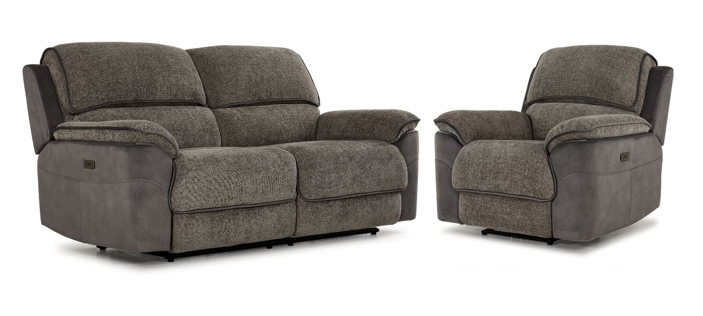 Vandelay Power Reclining Sofa and Chair Set - Grey