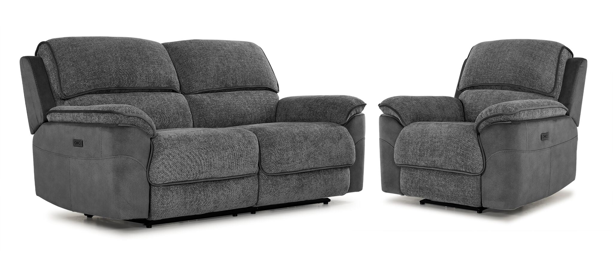 Vandelay Power Reclining Sofa and Chair Set - Grey