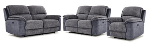 Vandelay Power Reclining Sofa, Loveseat and Chair Set - Blue