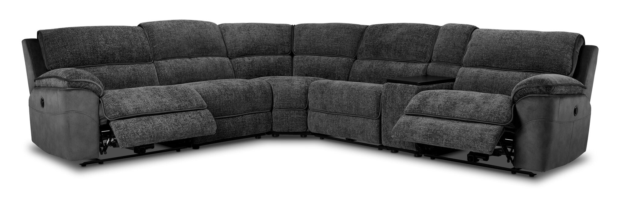 Vandelay 6-Piece Dual Power Reclining Sectional with Console - Grey