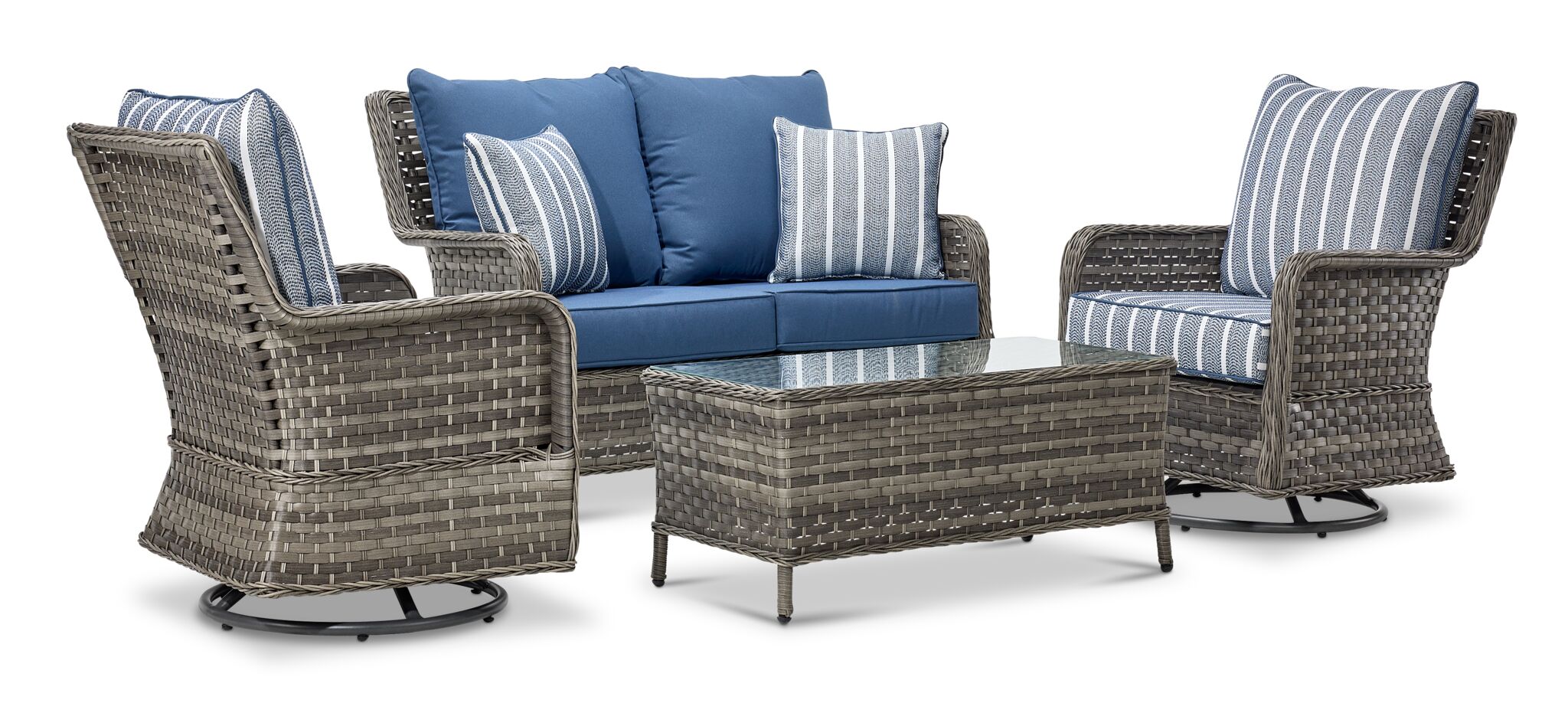 Veranda 4-Piece Outdoor Conversation Set - Grey, Blue