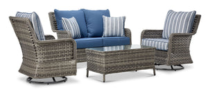 Veranda 4-Piece Outdoor Conversation Set - Grey, Blue