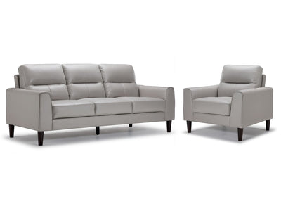 Verissimo Leather Sofa and Chair Set - Silver