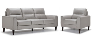 Verissimo Leather Sofa and Chair Set - Silver