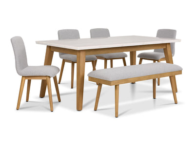 Vida 6 - Piece Dining Set- Natural Beige, Grey