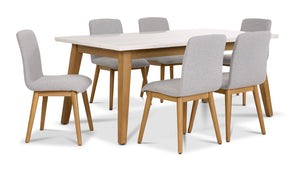Vida 7 - Piece Dining Set - Natural Beige, Grey