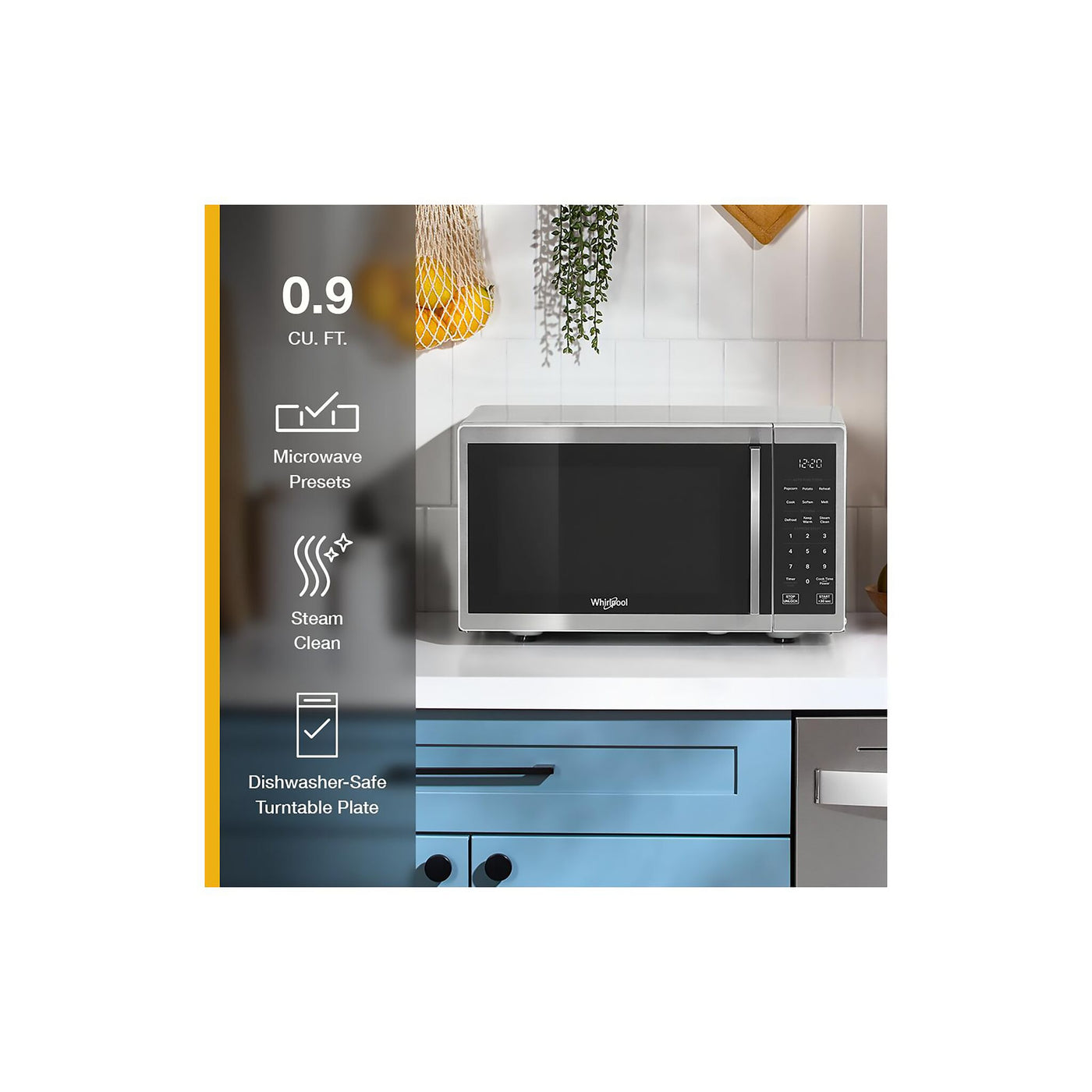 Whirlpool Stainless Steel Countertop Microwave (0.9 cu ft) - WMCS3019RS--