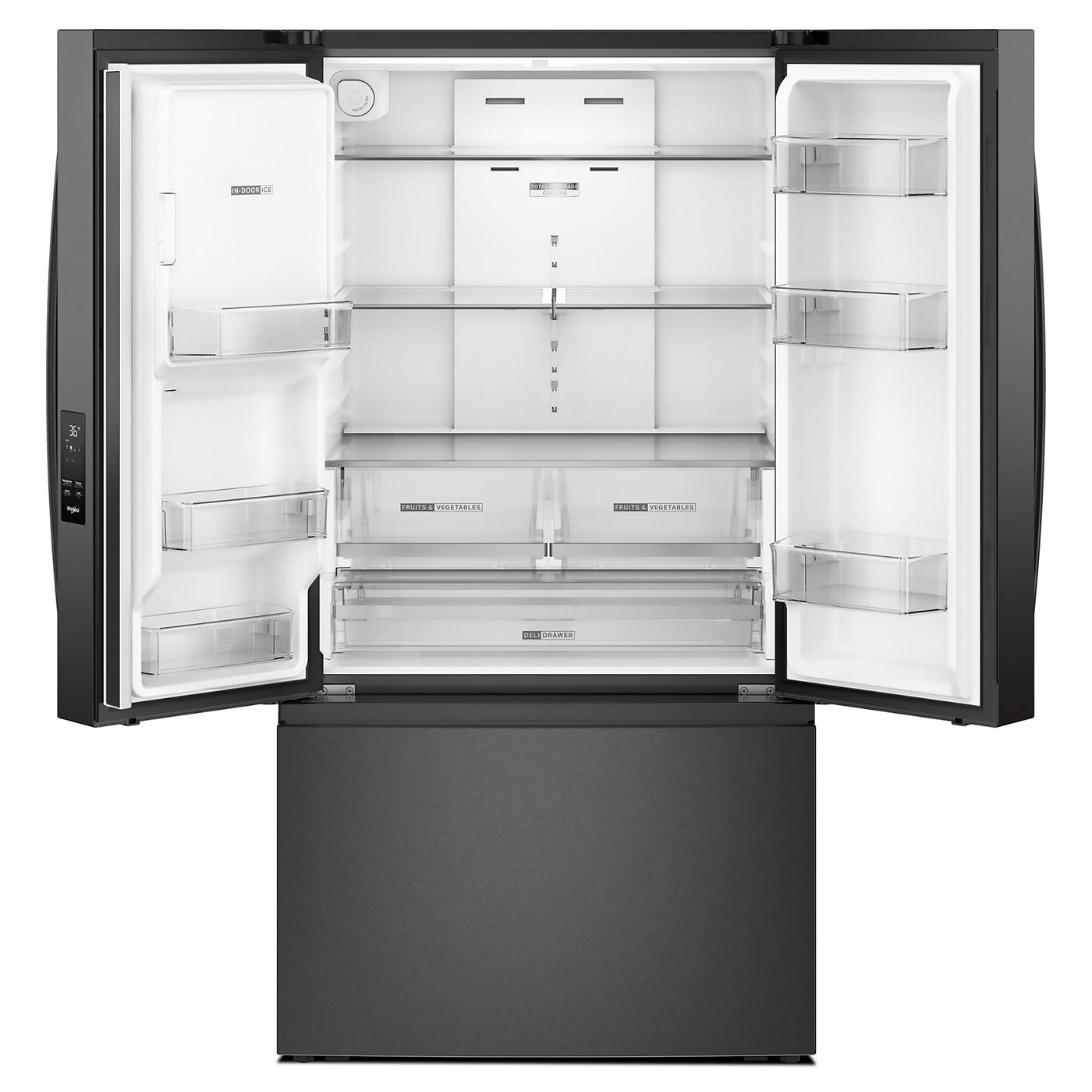 Whirlpool 36" 30 Cu. Ft. Fingerprint Resistant Black Stainless French Door Refrigerator - WRFF3536SV