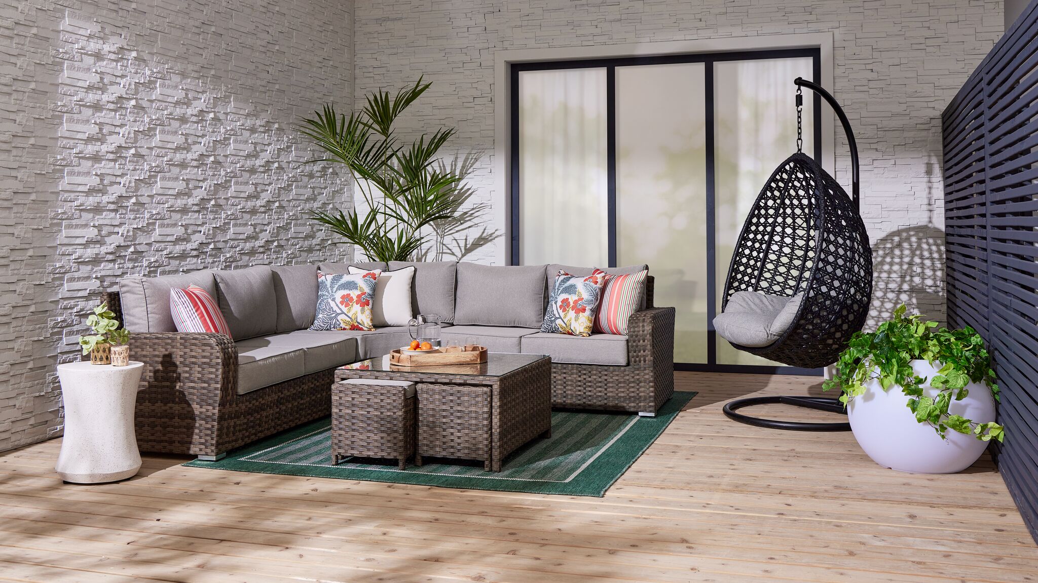 Whispering Pine 3 - Piece Outdoor Sectional - Dark Grey