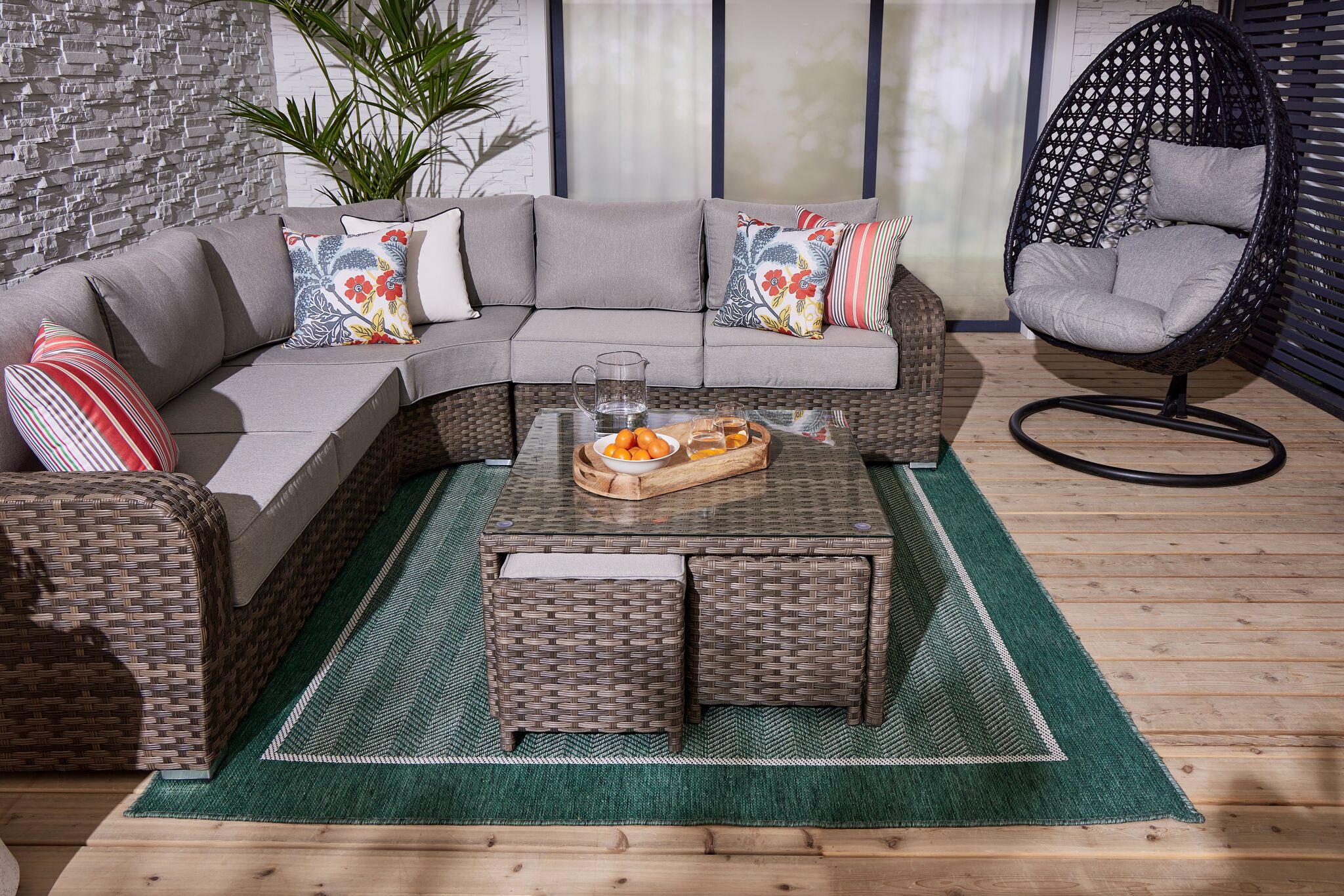 Whispering Pine 3 - Piece Outdoor Sectional - Dark Grey