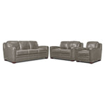 Wilmington Leather Sofa, Loveseat and Chair Set - Light Grey