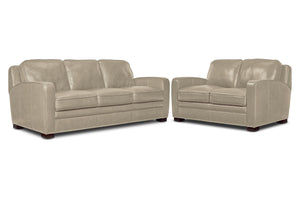 Wilmington Leather Sofa and Loveseat Set - Ivory