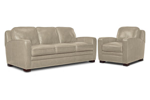 Wilmington Leather Sofa and Chair Set - Ivory