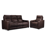In Harmony - Zeppelin Power Reclining Sofa and Recliner Set- Brown