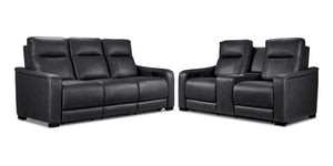 In Harmony - Zeppelin Power Reclining Sofa and Loveseat Set - Dark Grey