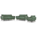 Ziva Sofa, Loveseat and Chair Set - Green
