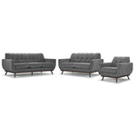 Ziva Sofa, Loveseat and Chair Set - Grey