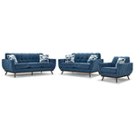 Ziva Sofa, Loveseat and Chair Set - Blue