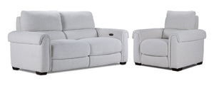 Zoey Power Reclining Sofa and Recliner Set - Natural