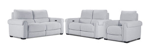 Zoey Power Reclining Sofa, Loveseat and Recliner Set - Snow