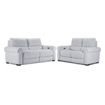 Zoey Power Reclining Sofa and Loveseat Set - Snow