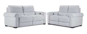 Zoey Power Reclining Sofa and Loveseat Set - Snow