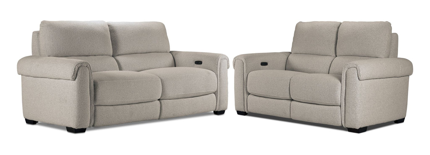 Zoey Power Reclining Sofa and Loveseat Set - Birch