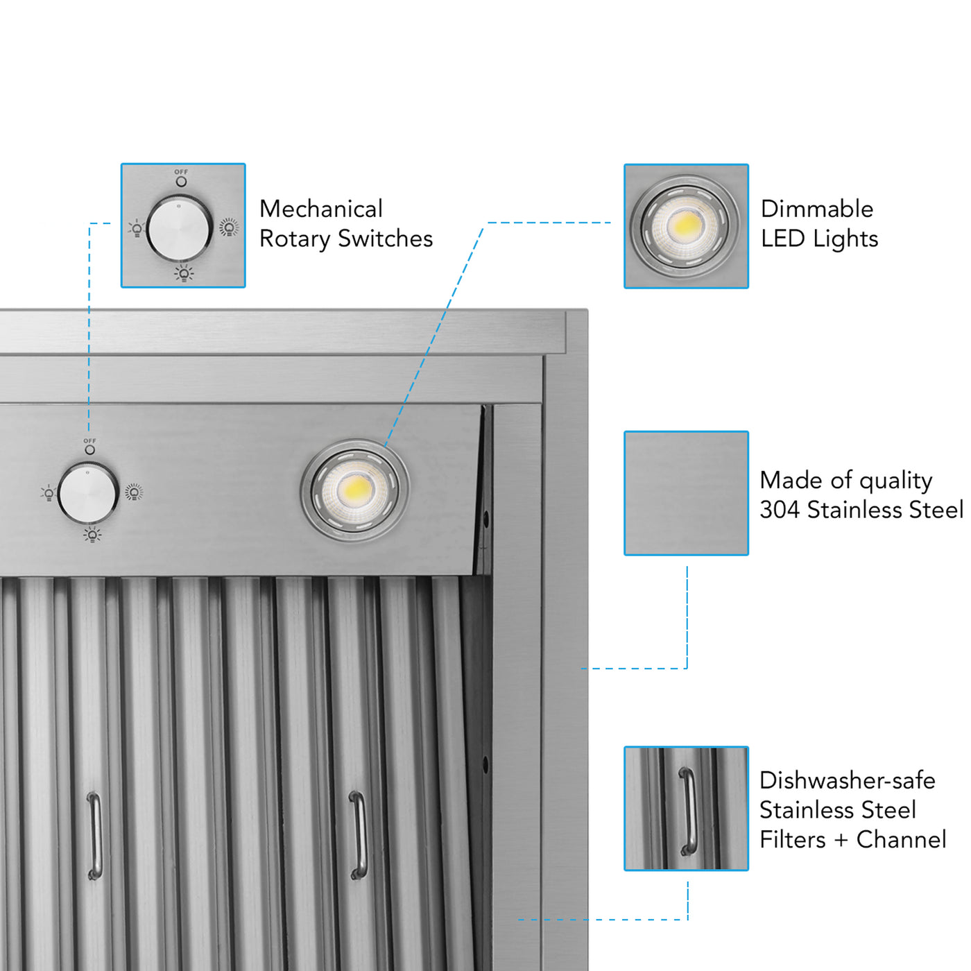 VICTORY Stainless Steel 36" 900 CFM Range Hood Insert - Star-36--