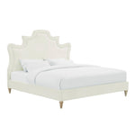 Sterre Platform Velvet King Bed - Cream