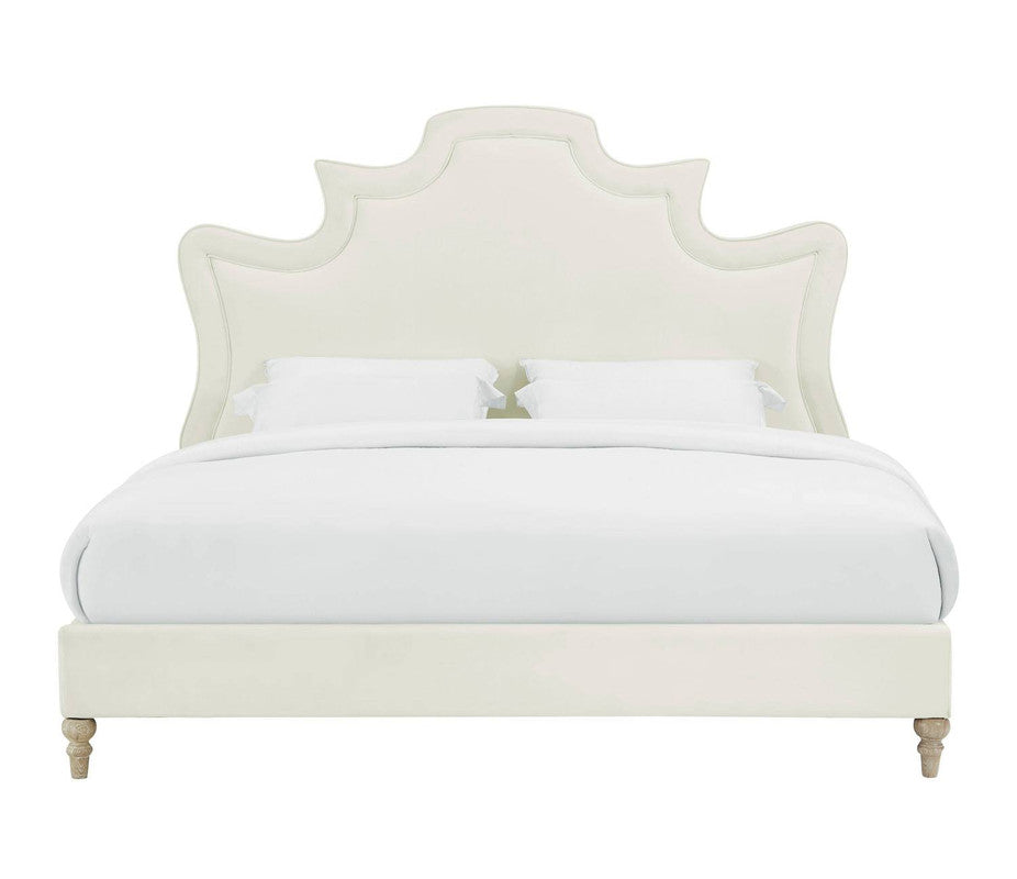 Sterre Platform Velvet King Bed - Cream