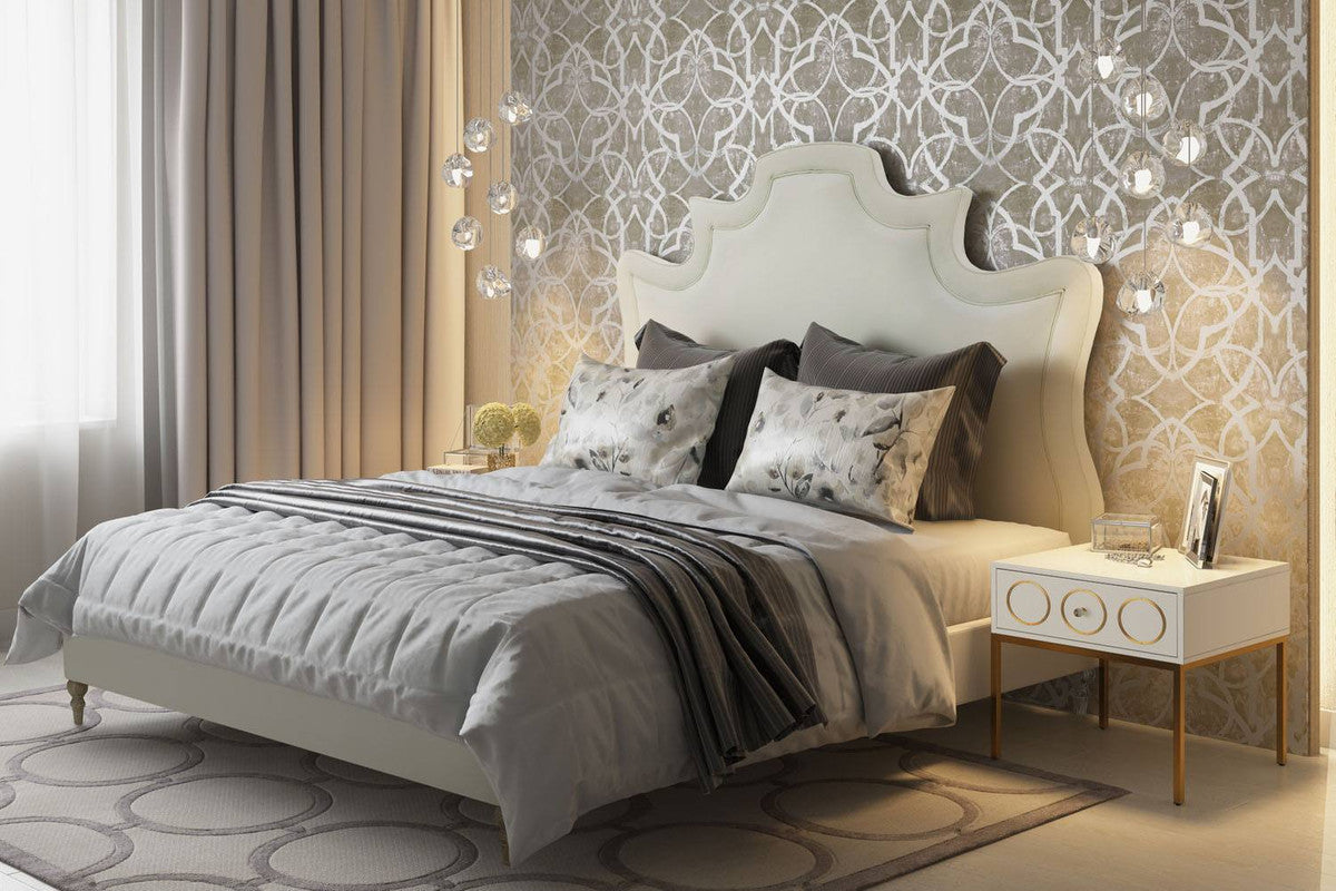 Sterre Platform Velvet King Bed - Cream