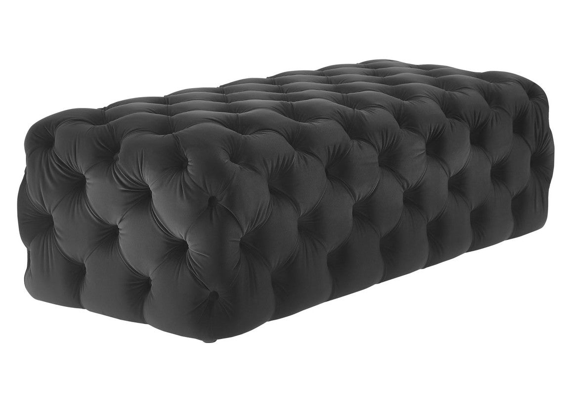 Epsom Velvet Ottoman - Black
