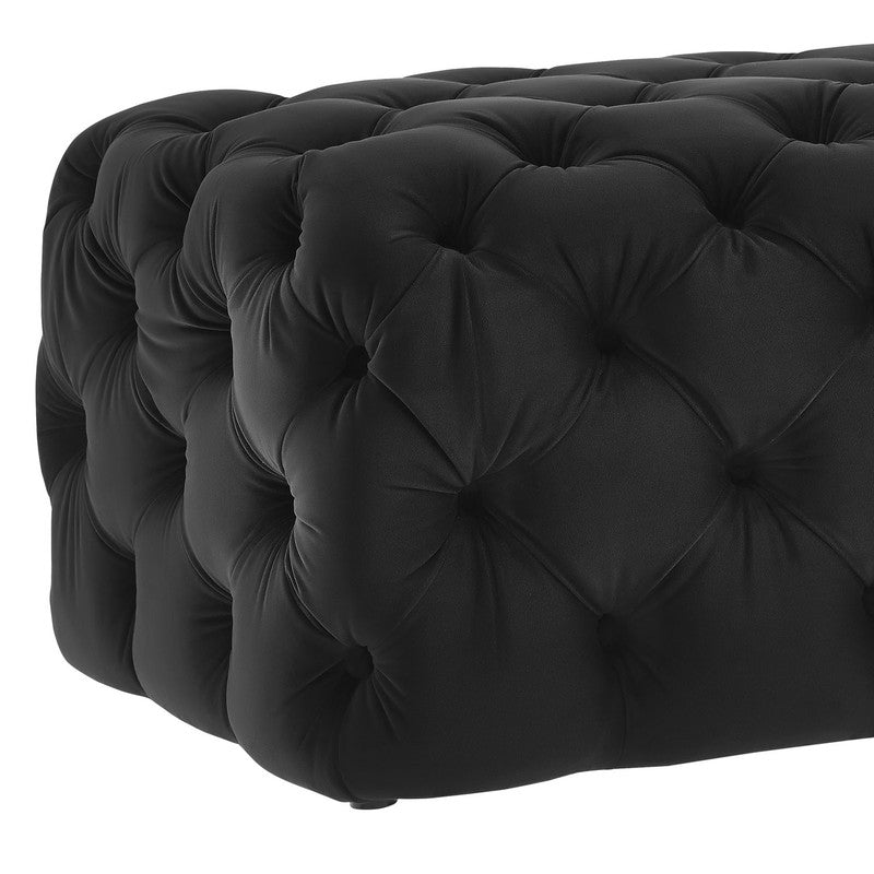 Epsom Velvet Ottoman - Black