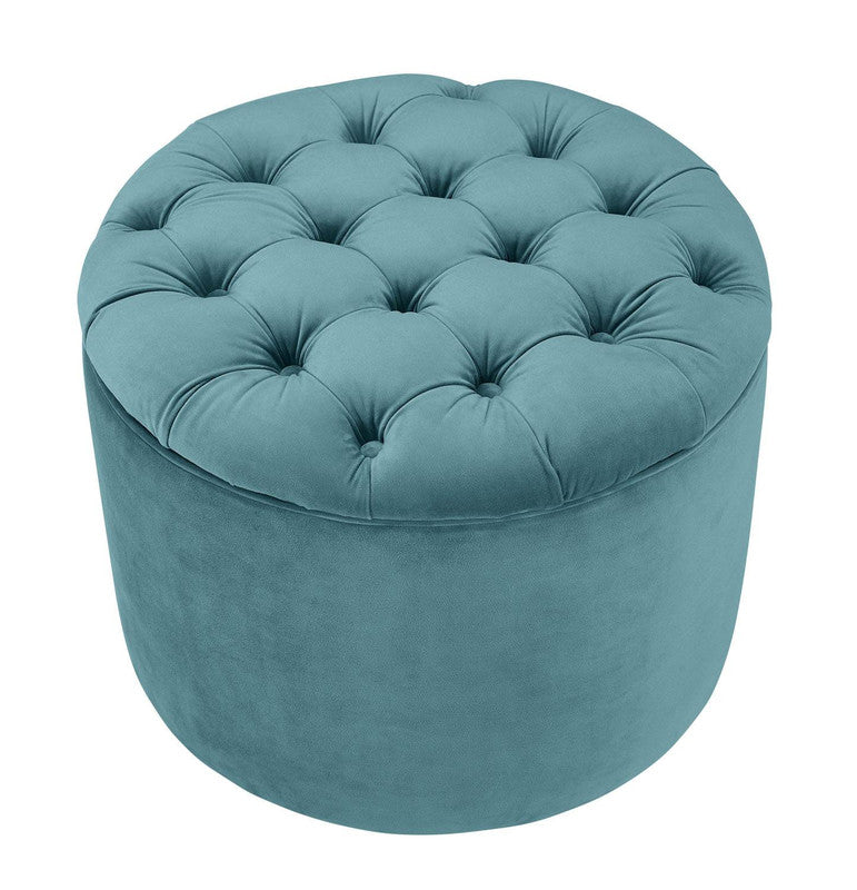 Lettie Velvet Storage Ottoman - Sea Blue