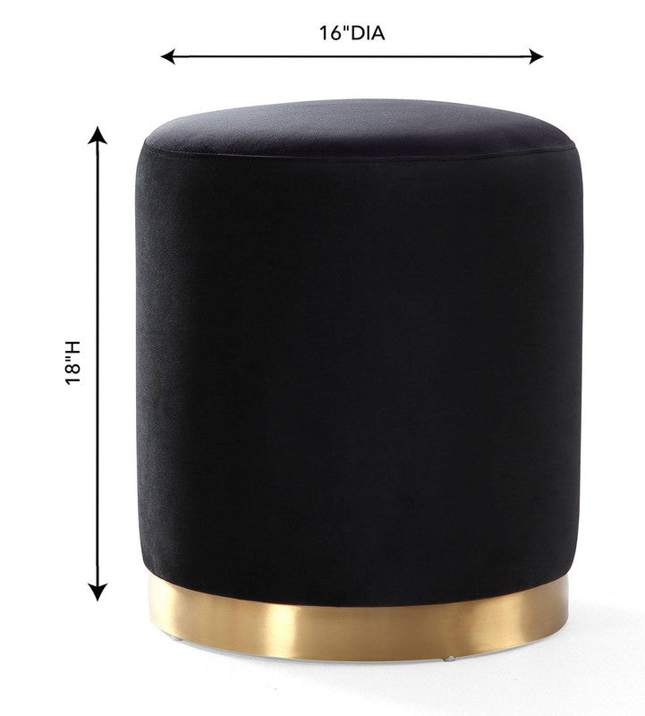 Krause Velvet Ottoman - Black/Gold