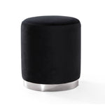 Krause Velvet Ottoman - Black/Silver