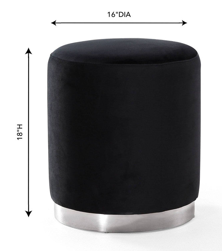 Krause Velvet Ottoman - Black/Silver