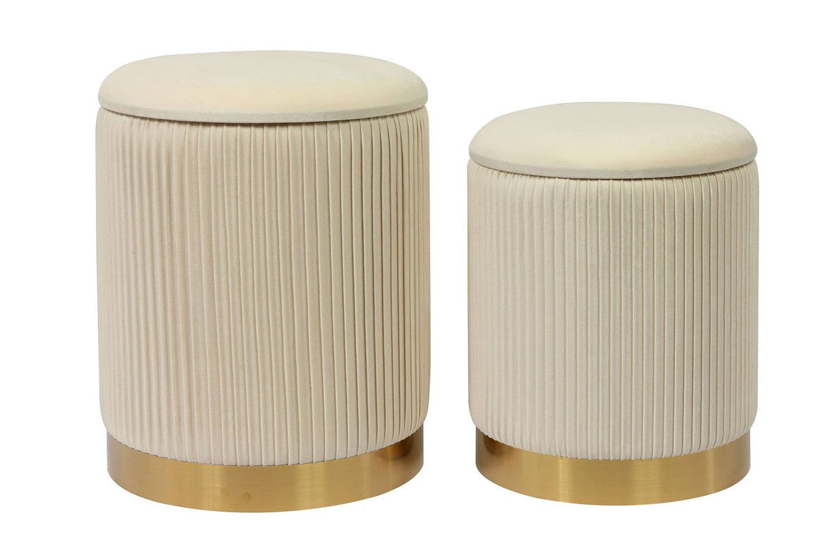 Biccard Velvet Ottoman Set - Cream