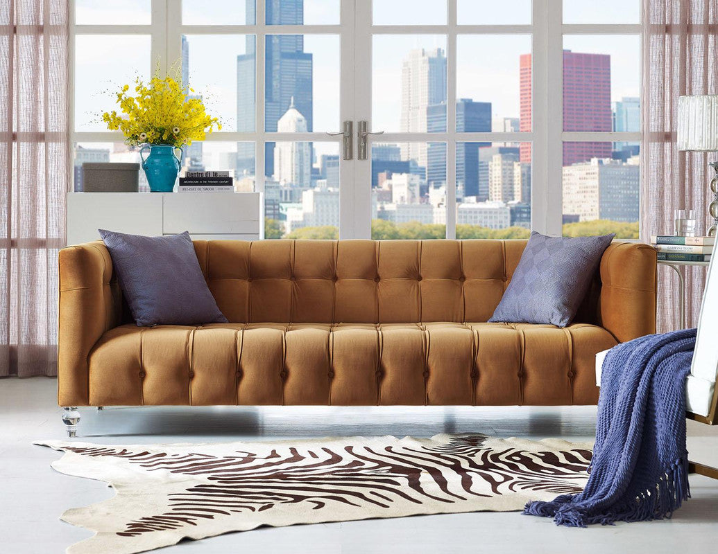 Appolonia Velvet Sofa - Cognac
