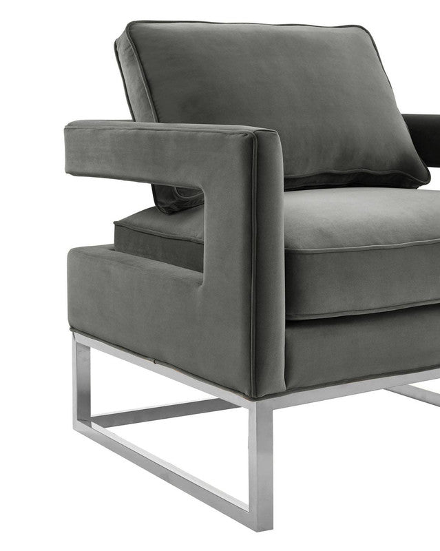 Ameshoff Velvet Accent Chair - Grey